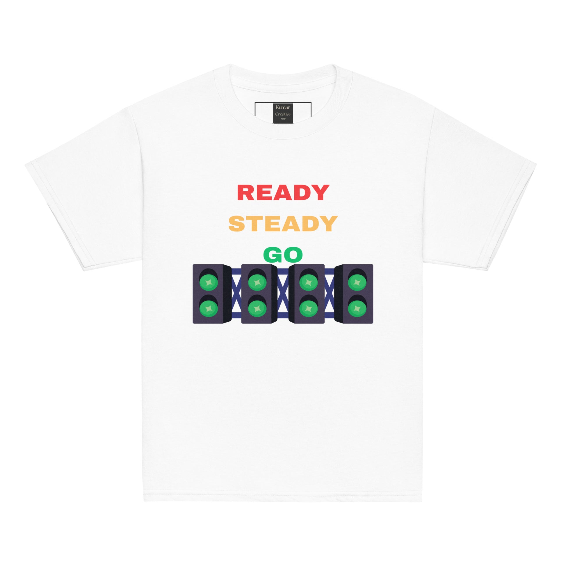 Kids Ready Steady Go White Tee