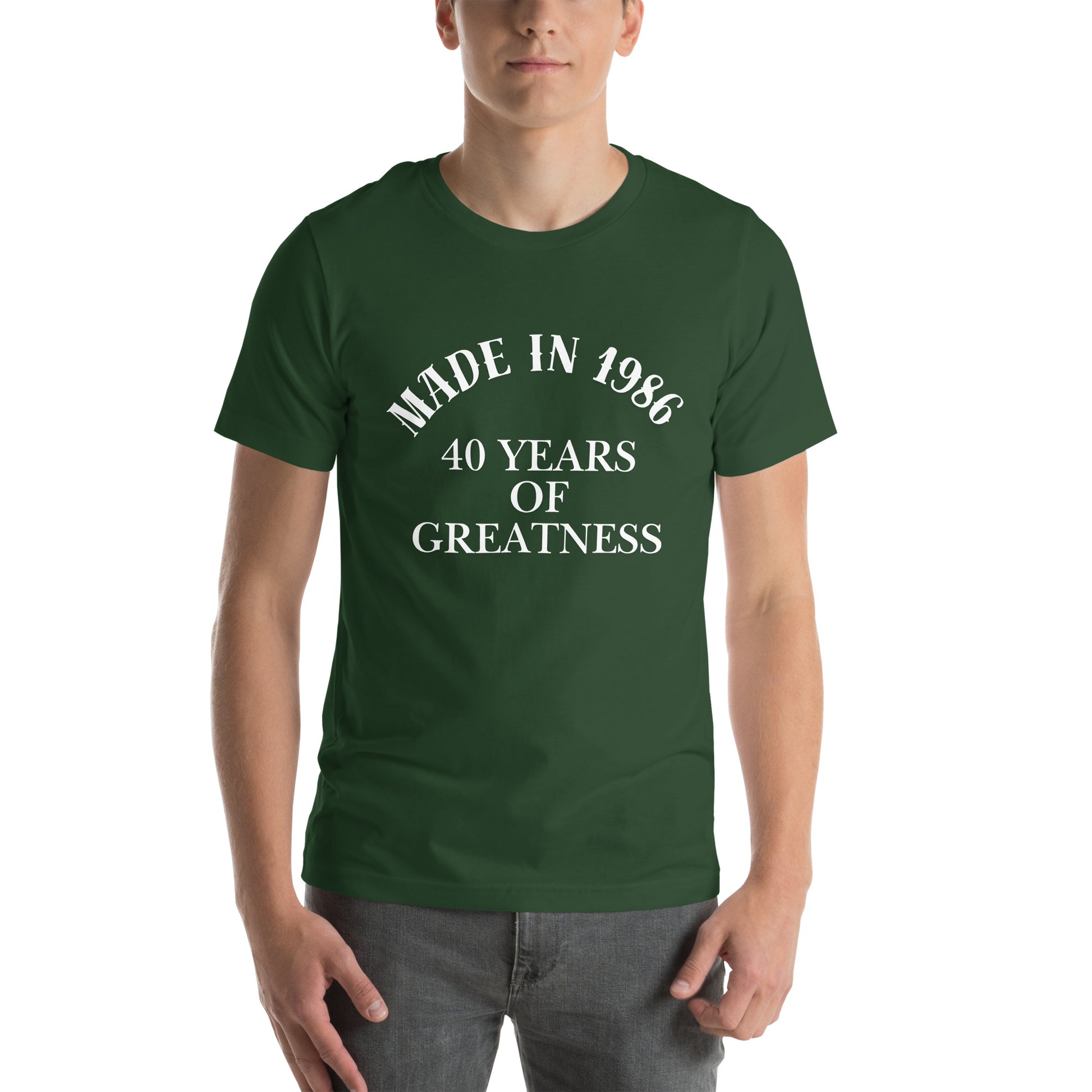 Made In 1986 40 Years Of Greatness Green Graphic T-Shirt