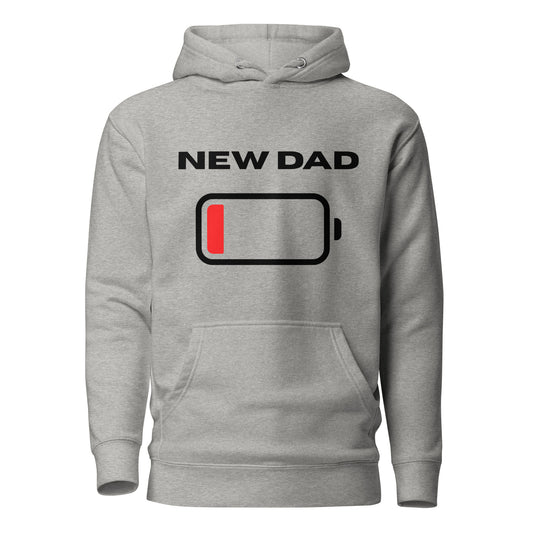 New Dad Low Battery Grey Hoodie