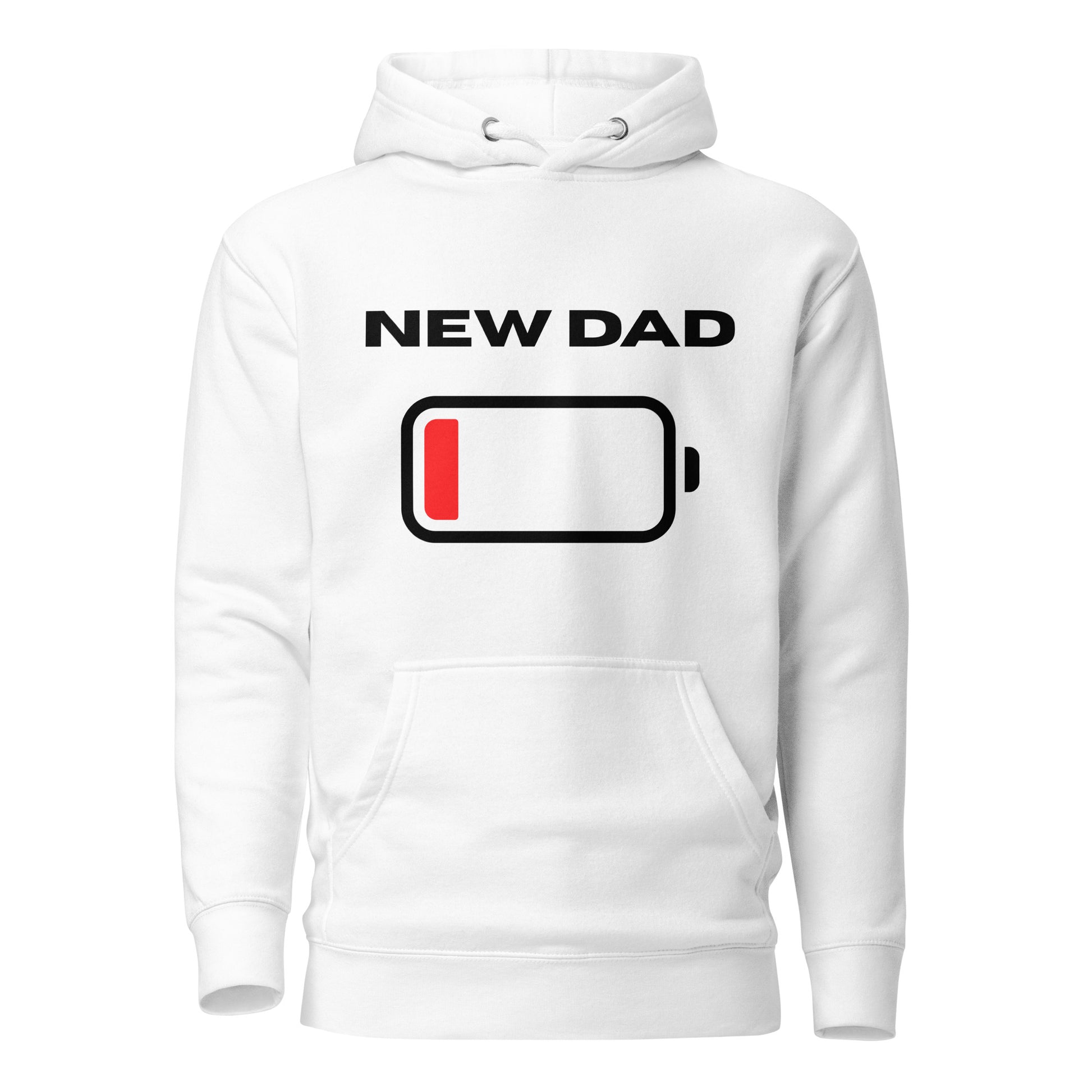 New Dad Low Battery White Hoodie
