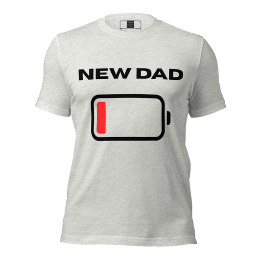 New Dad Low battery Grey Tee