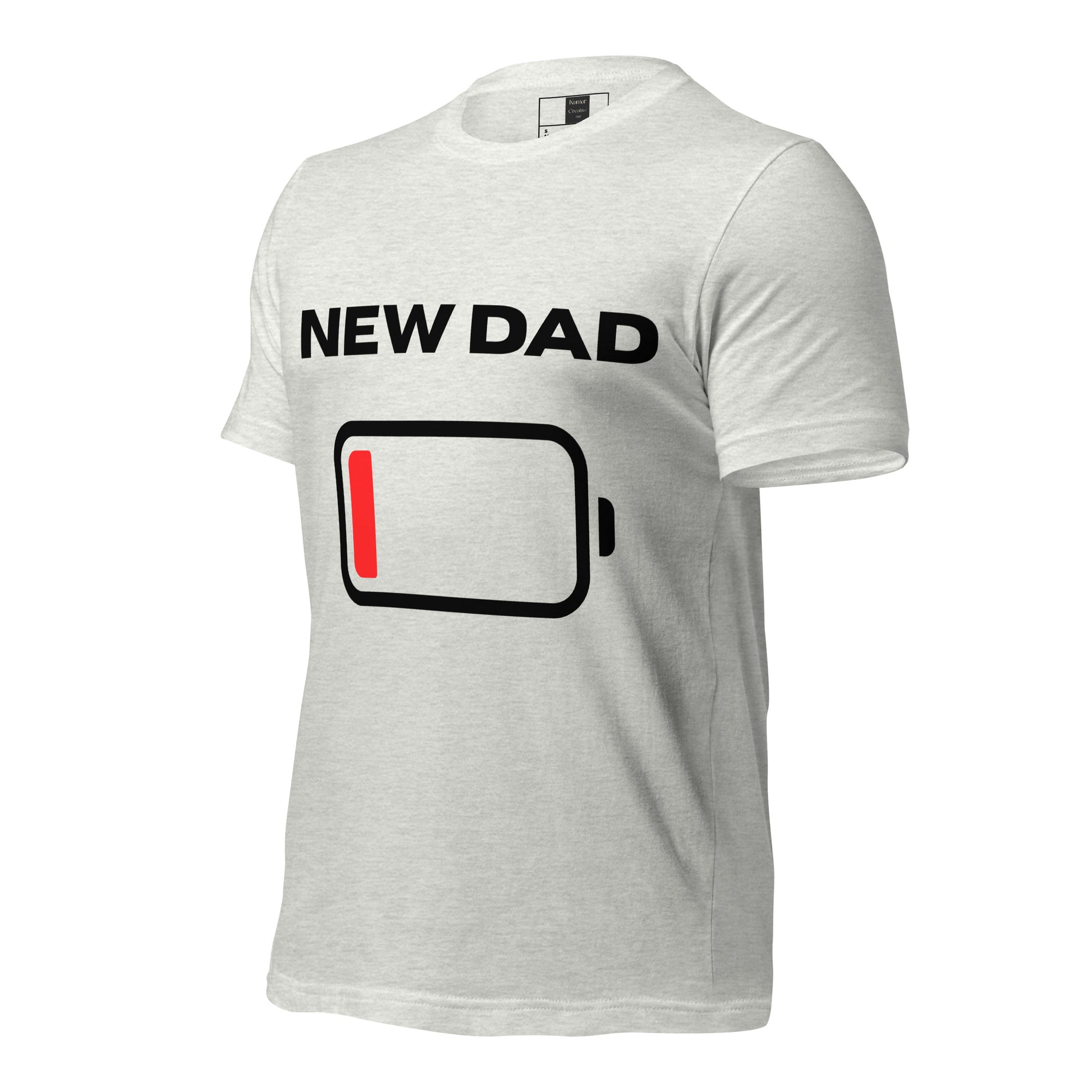 Side Of Grey New Dad Low Battery Tee