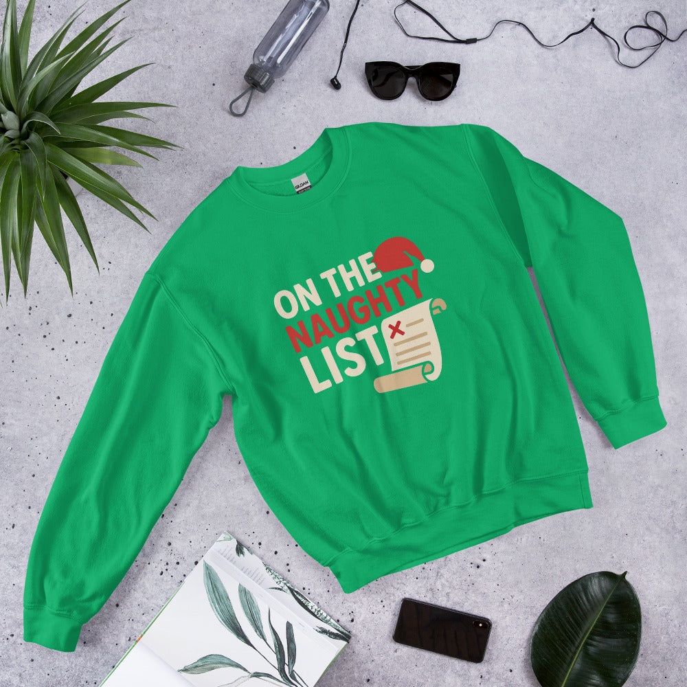 On The Naughty Christmas Santa List Green Jumper