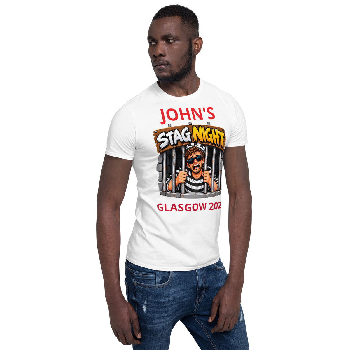 Personalised Banged Up White Stag Night T-Shirt