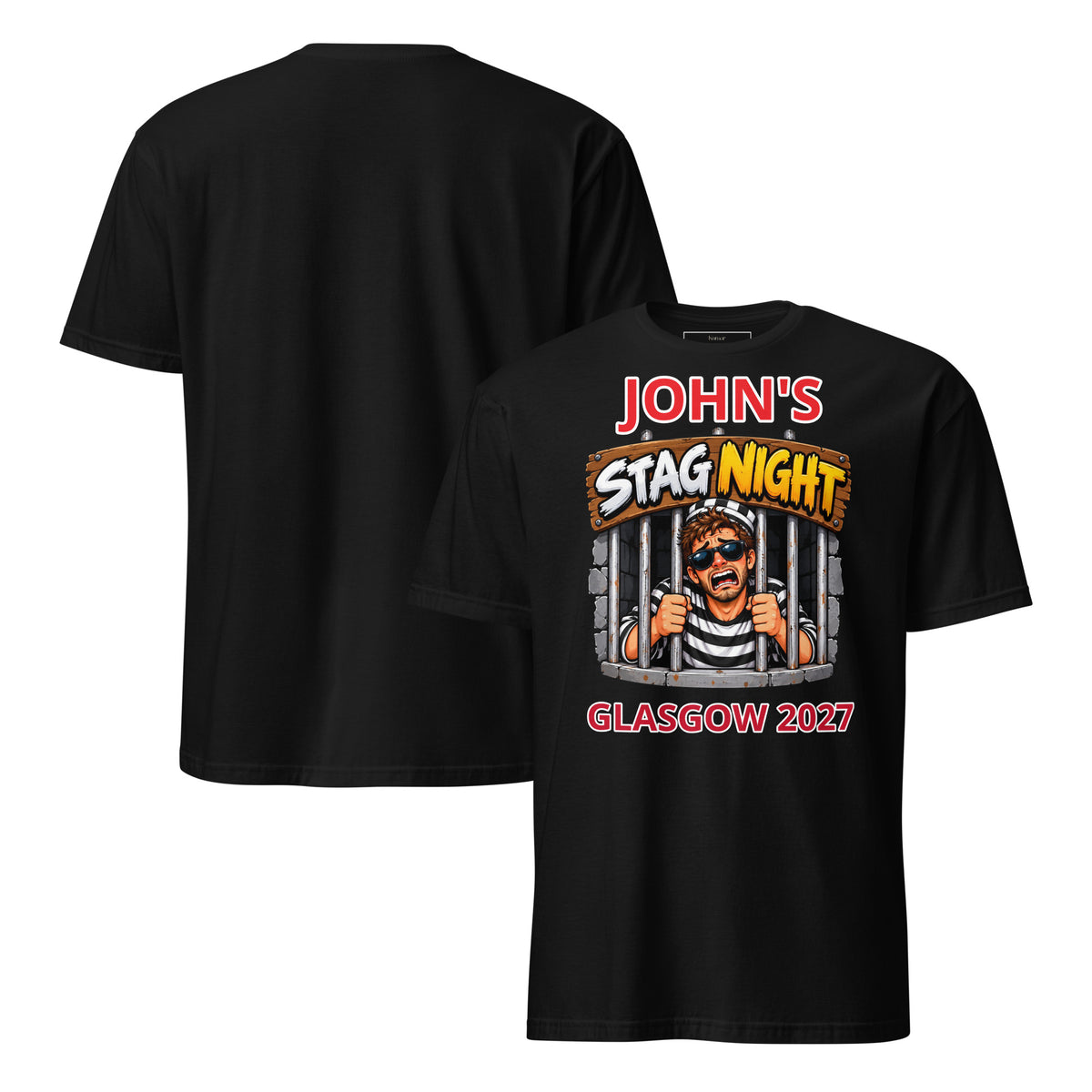 Personalised Banged Up Stag Night Black T-Shirt