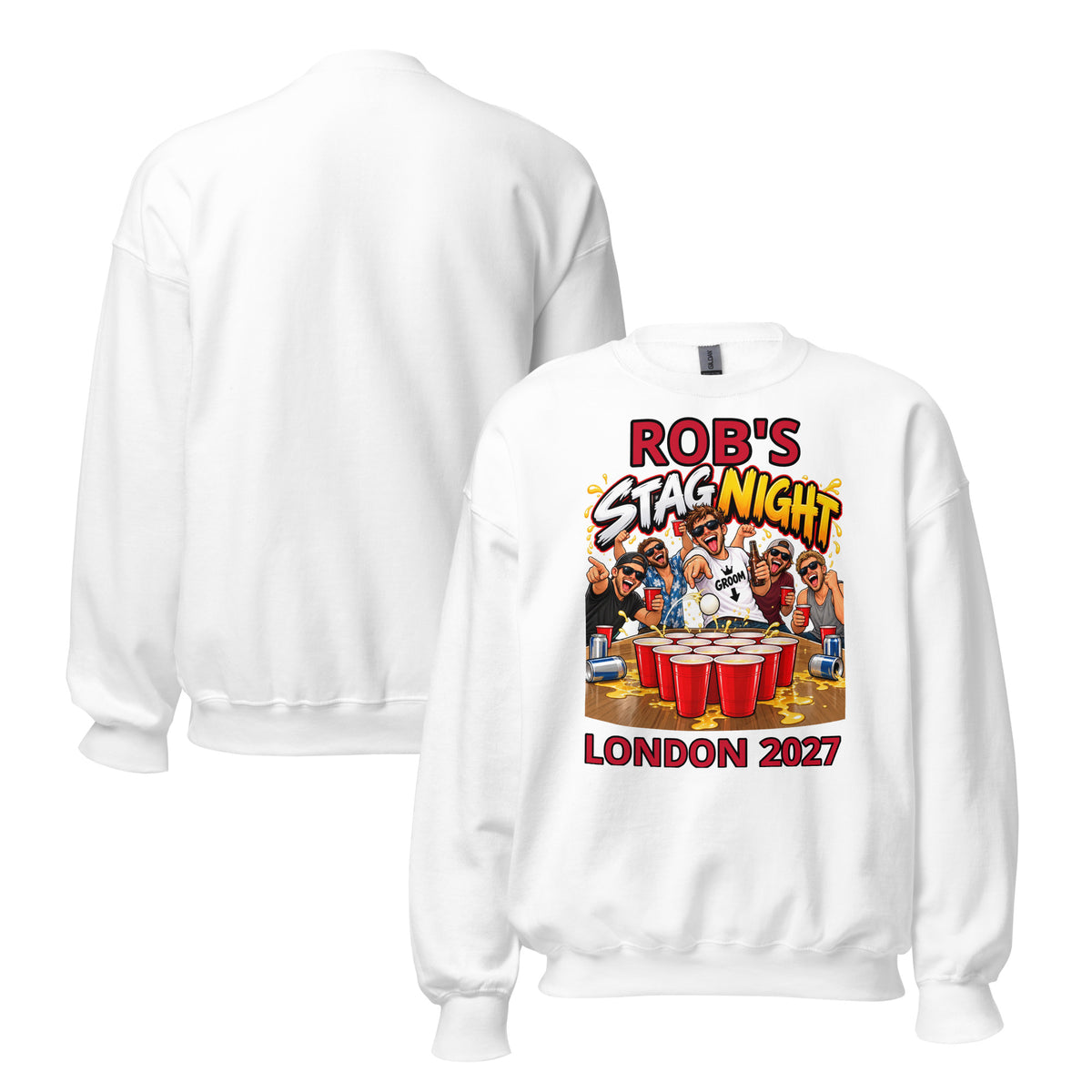 Personalised Beer Pong Stag Night White Jumper