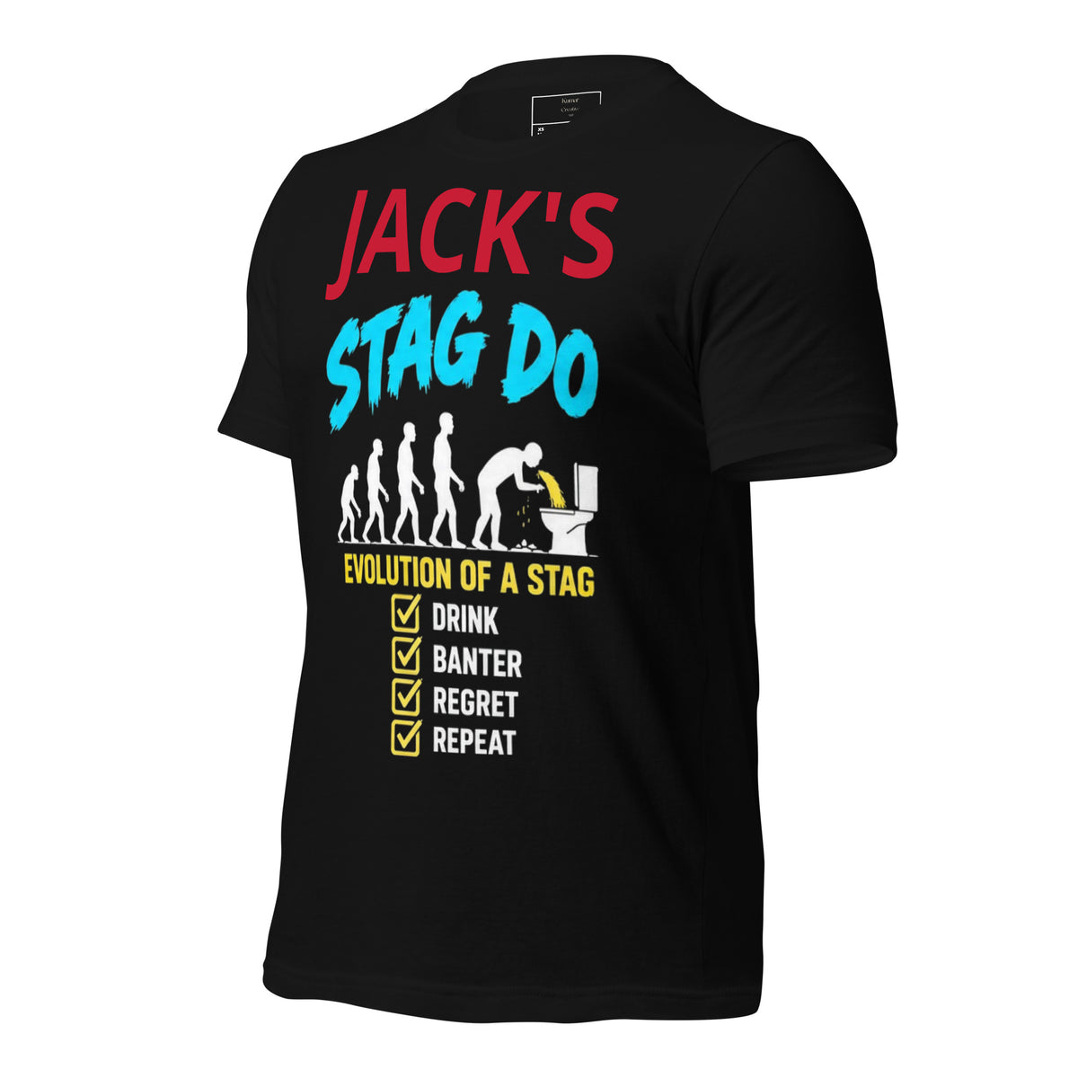 Personalised Evolution Of A Stag Do Black T-Shirt