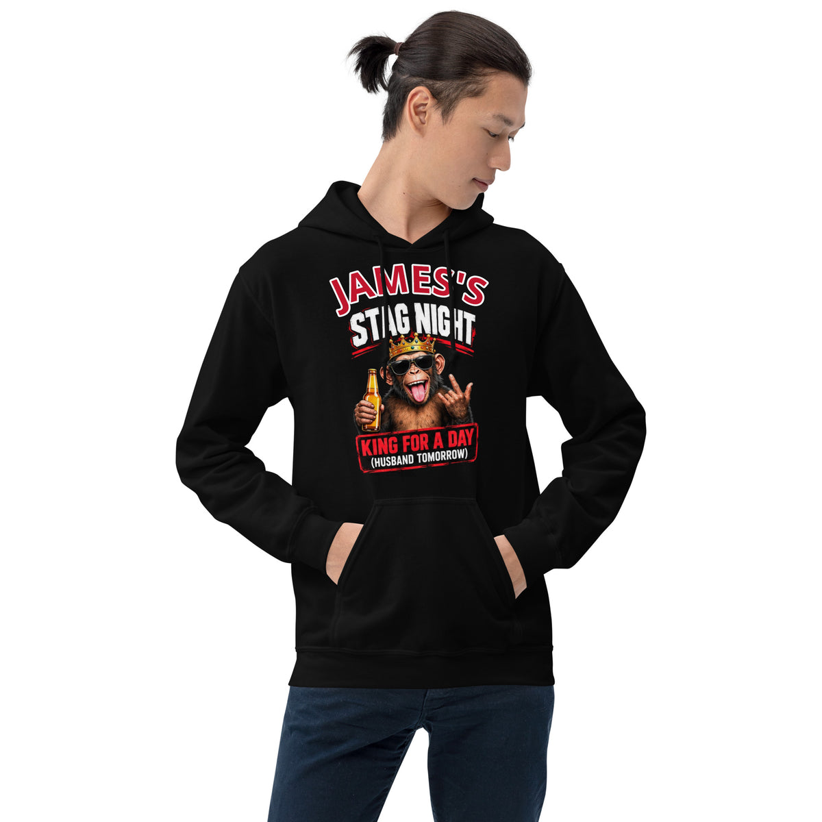 Personalised King For A Day Stag Night Black Hoodie