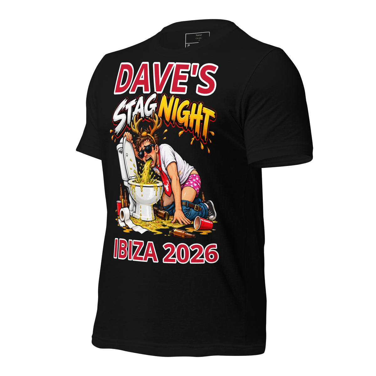 Personalised Name And Location Stag Night Black T-Shirt