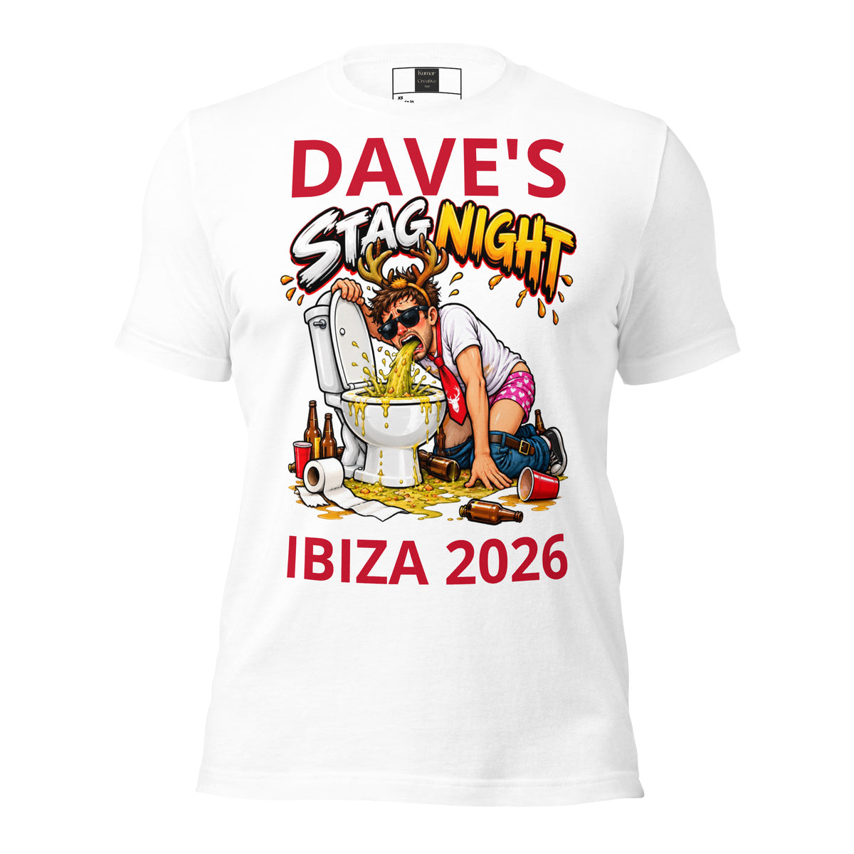 Personalised Name And Location Stag Night White T-Shirt