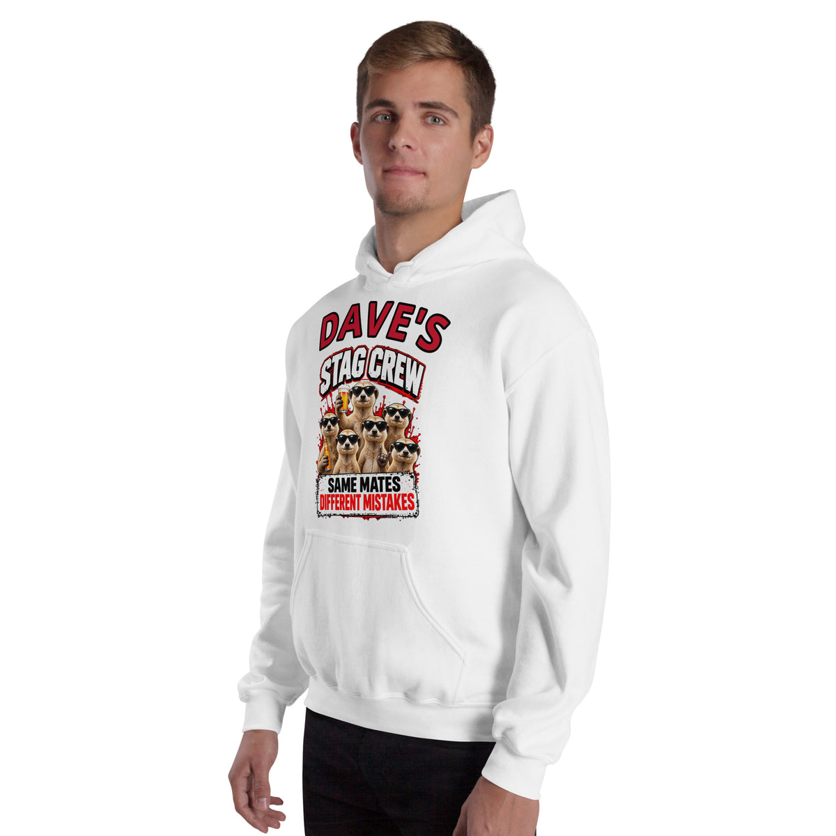 Personalised Name Stag Crew White Hoodie