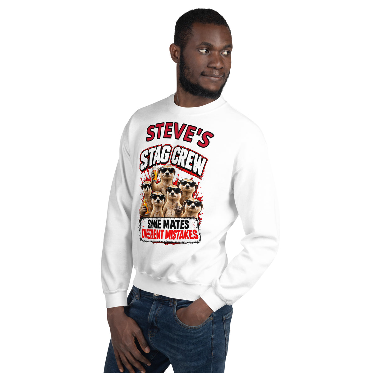 Personalised Name Stag Crew Sweat Top