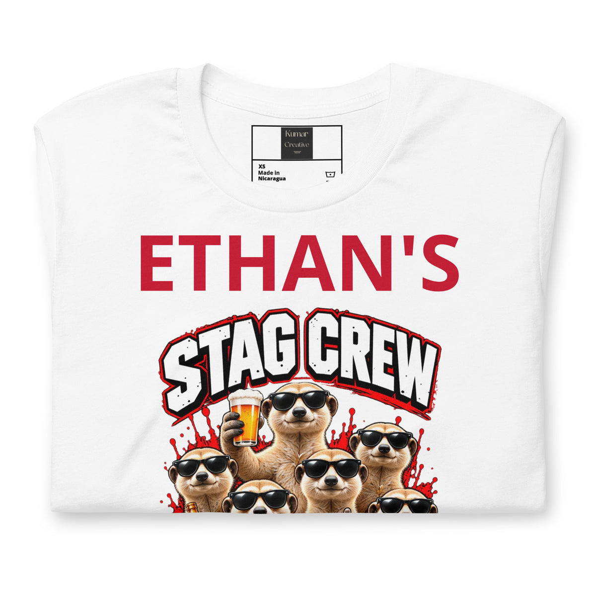 Personalised Name Stag Crew White Tee