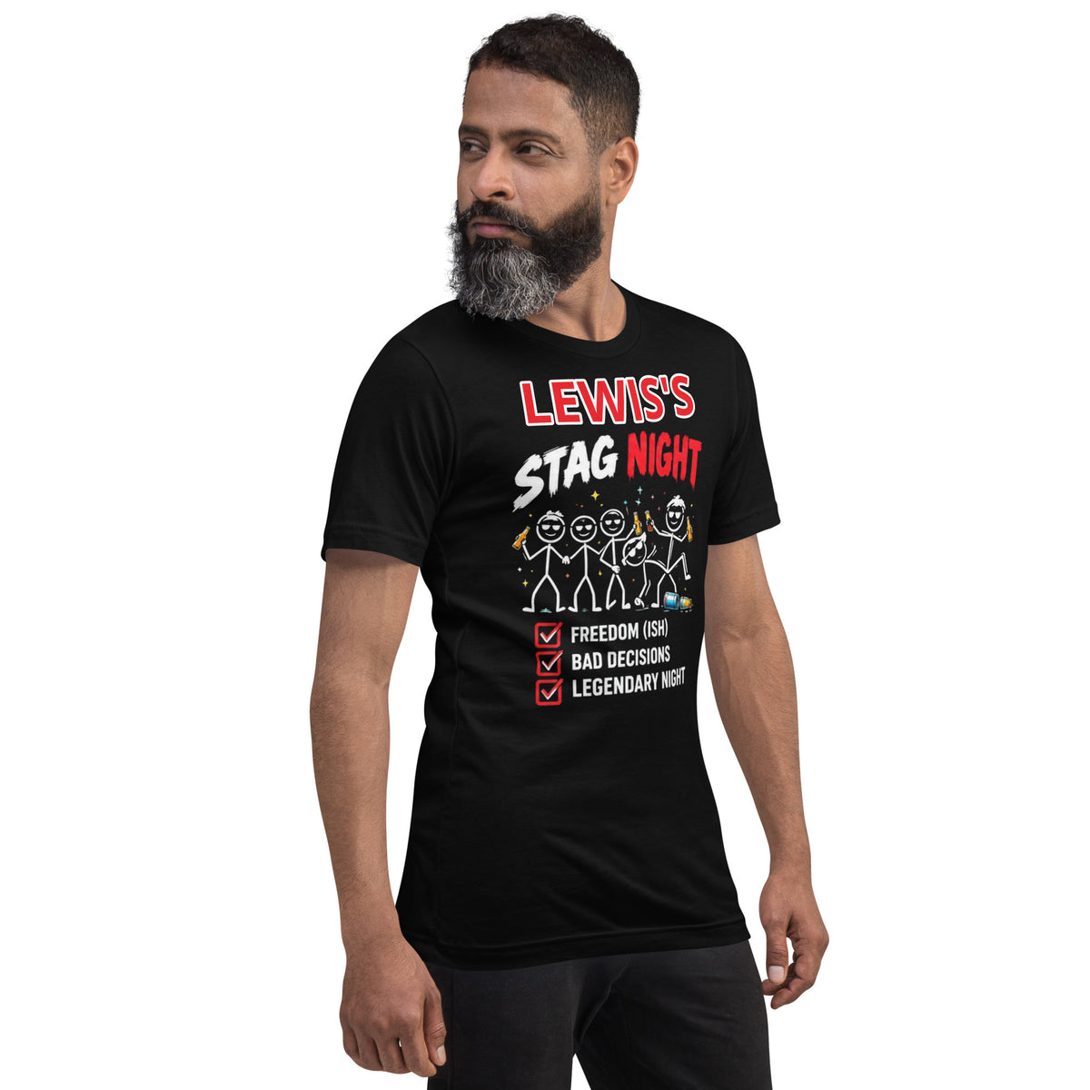 Personalised Name Stag Night Party Black Tee