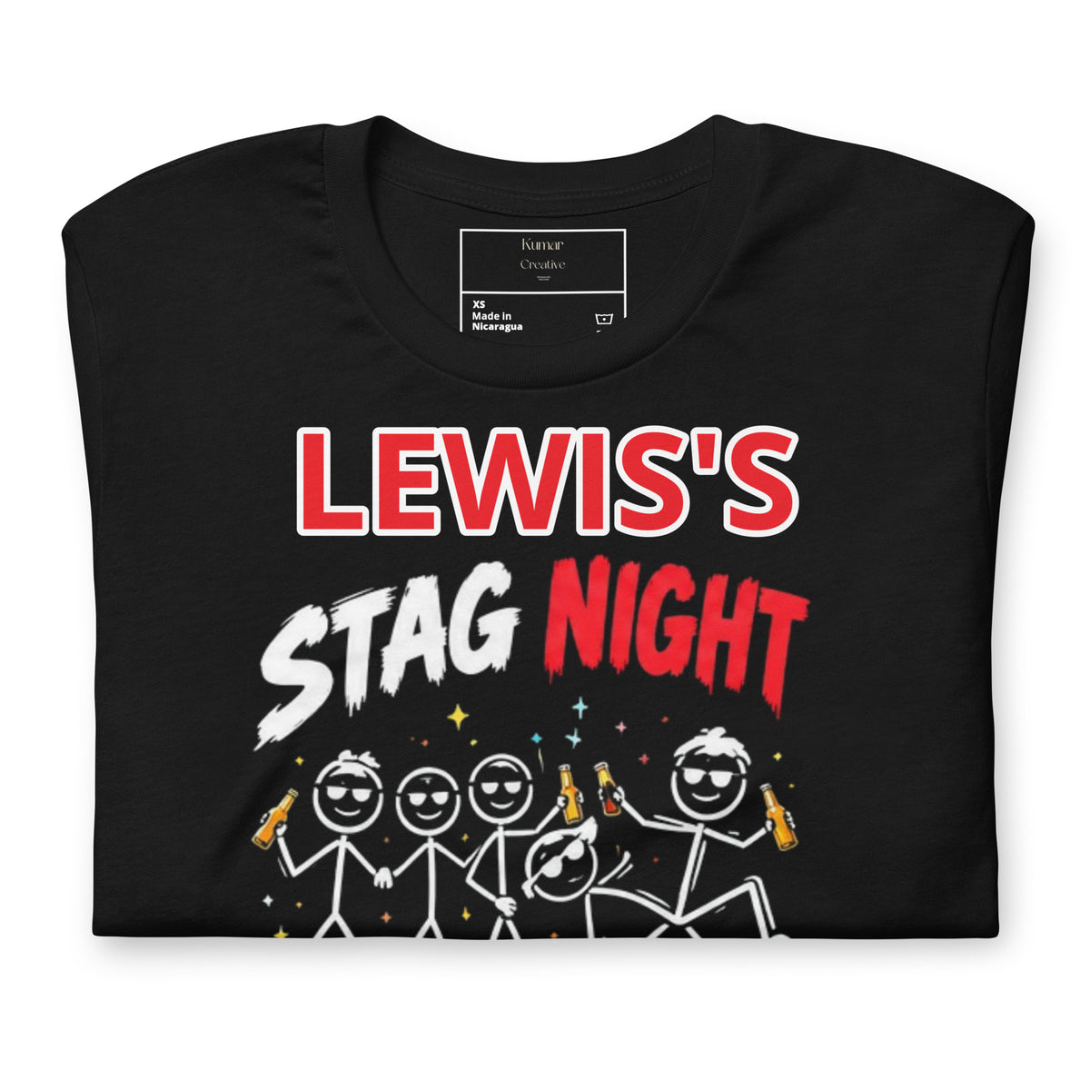 Name Personalised Stag Night Black Party T-Shirt