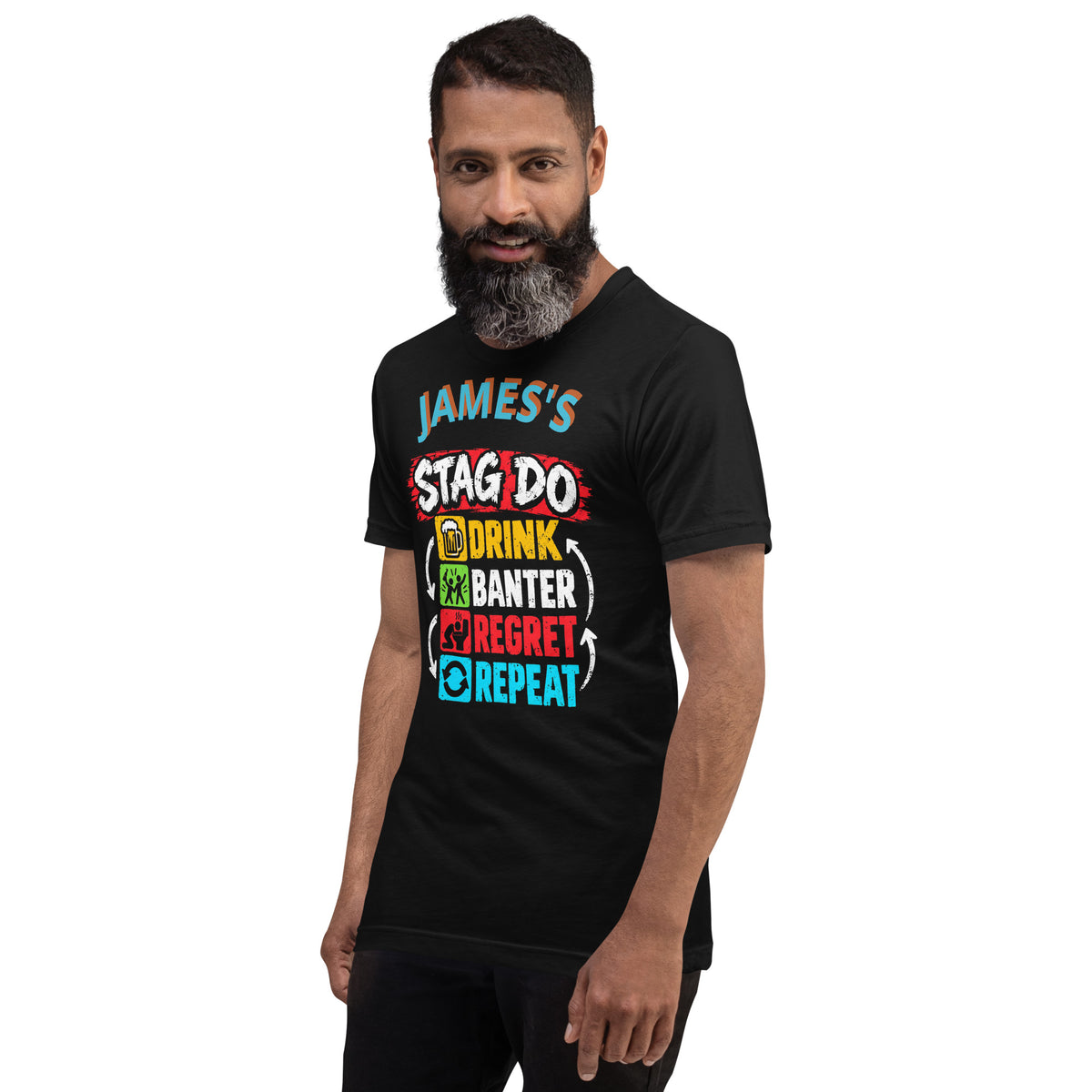 Personalised Stag Do Black Tee