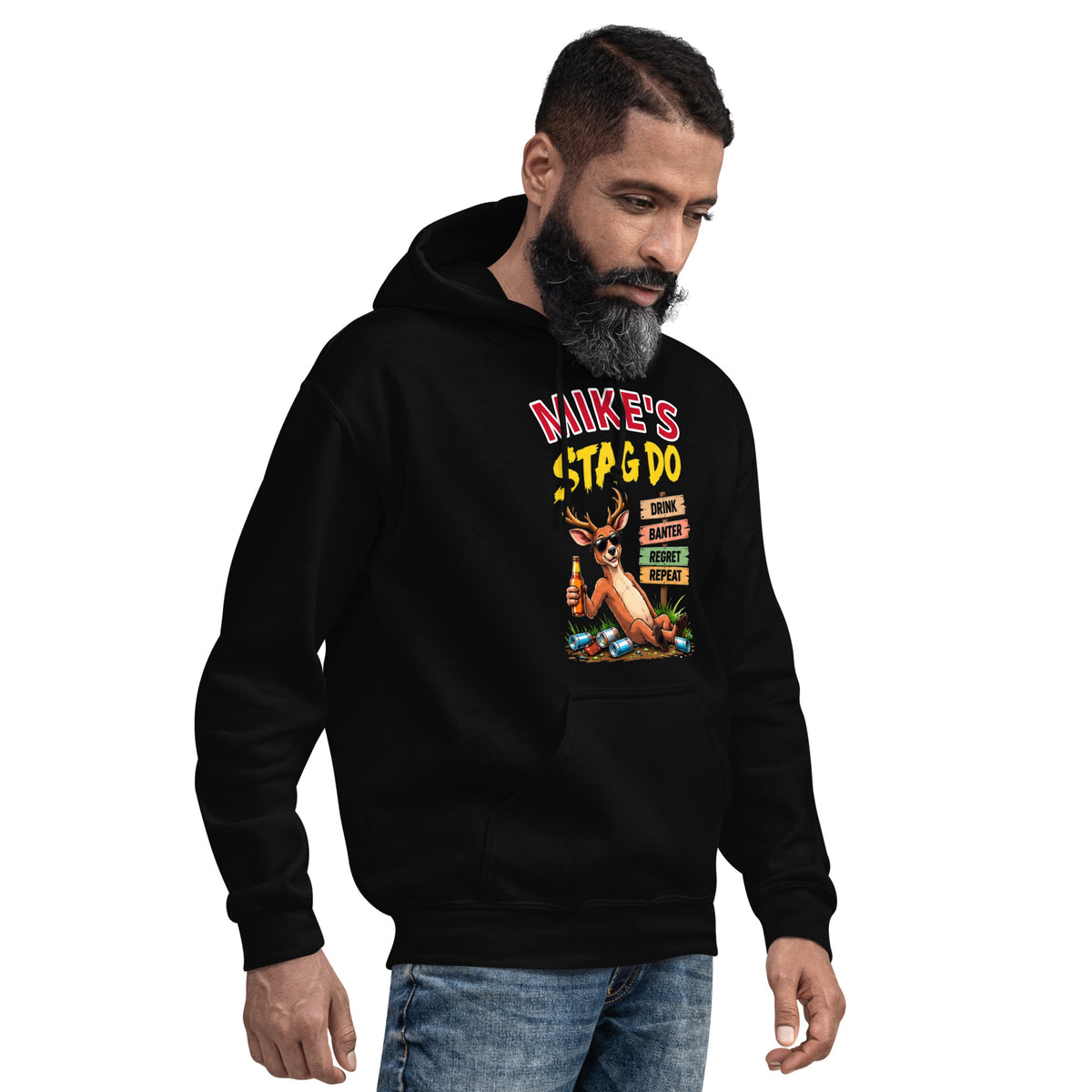 Personalised Stag Do Black Hoodie
