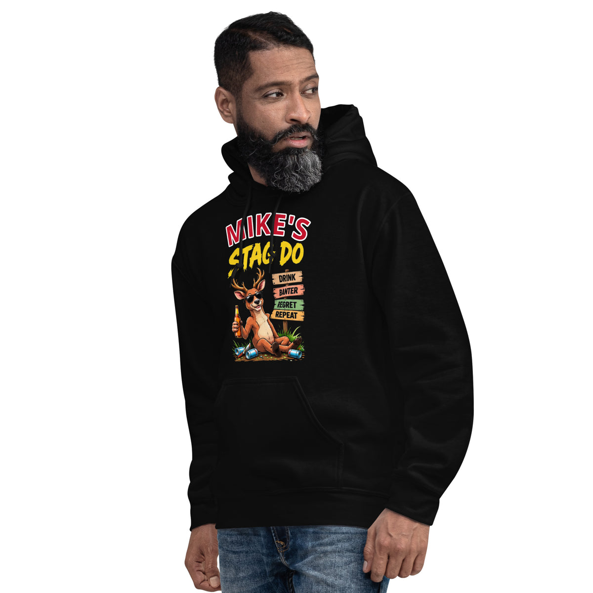 Personalised Stag Party Black Hoodie