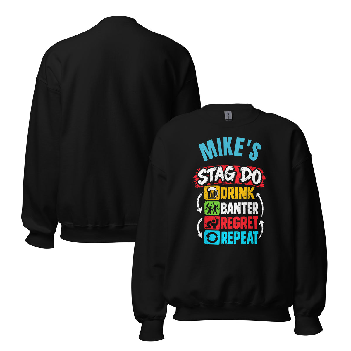 Personalised Stag Do Party Black Jumper