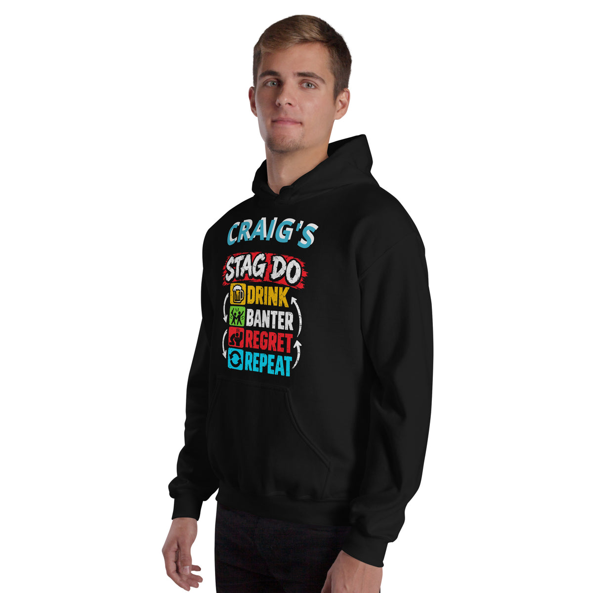Personalised Stag Do Party Black Hoodie