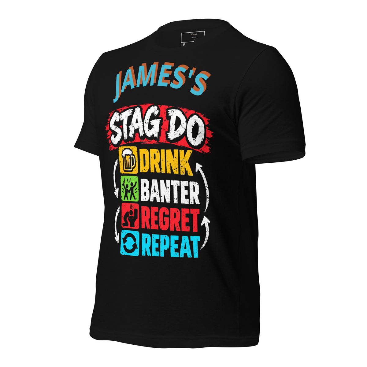 Personalised Stag Do Black T-Shirt