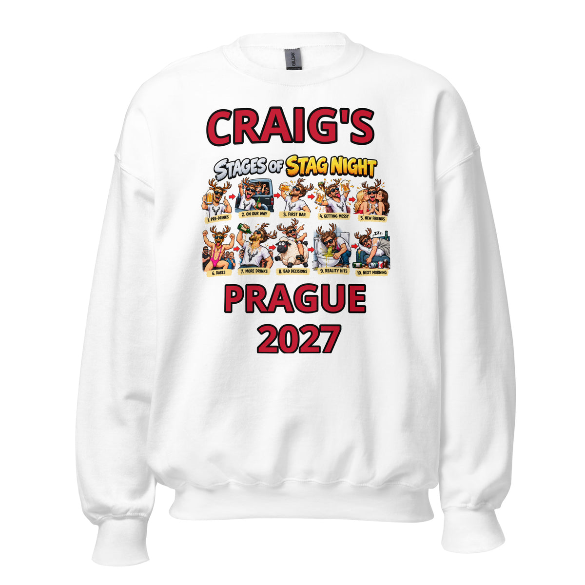 Personalised Stages Of A Stag Party Jumper
