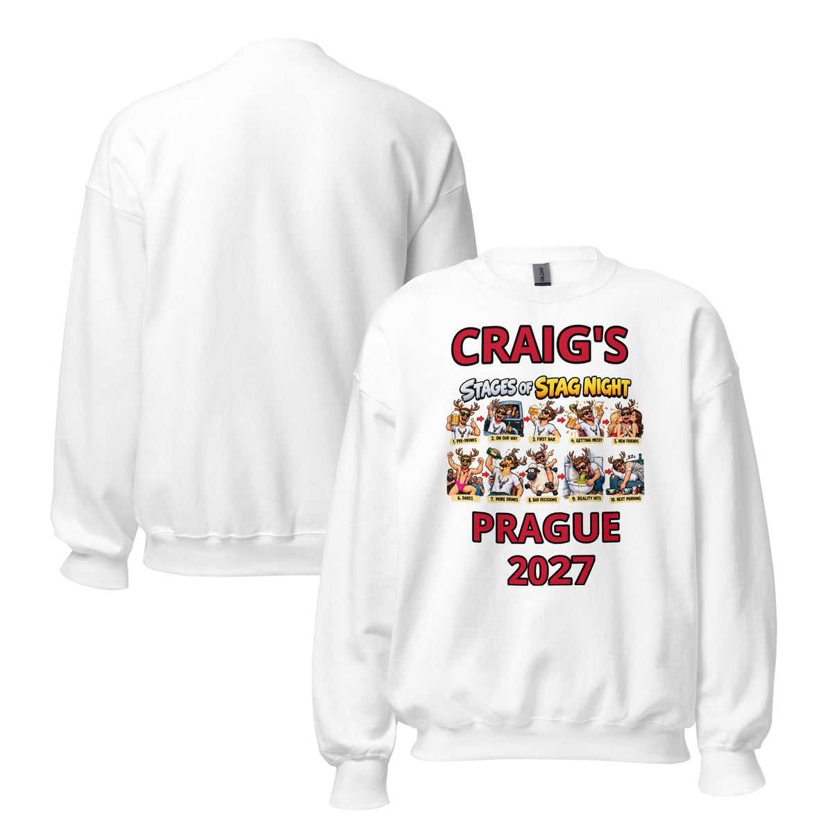 Personalised Stages Of A Stag Party Sweatshirt
