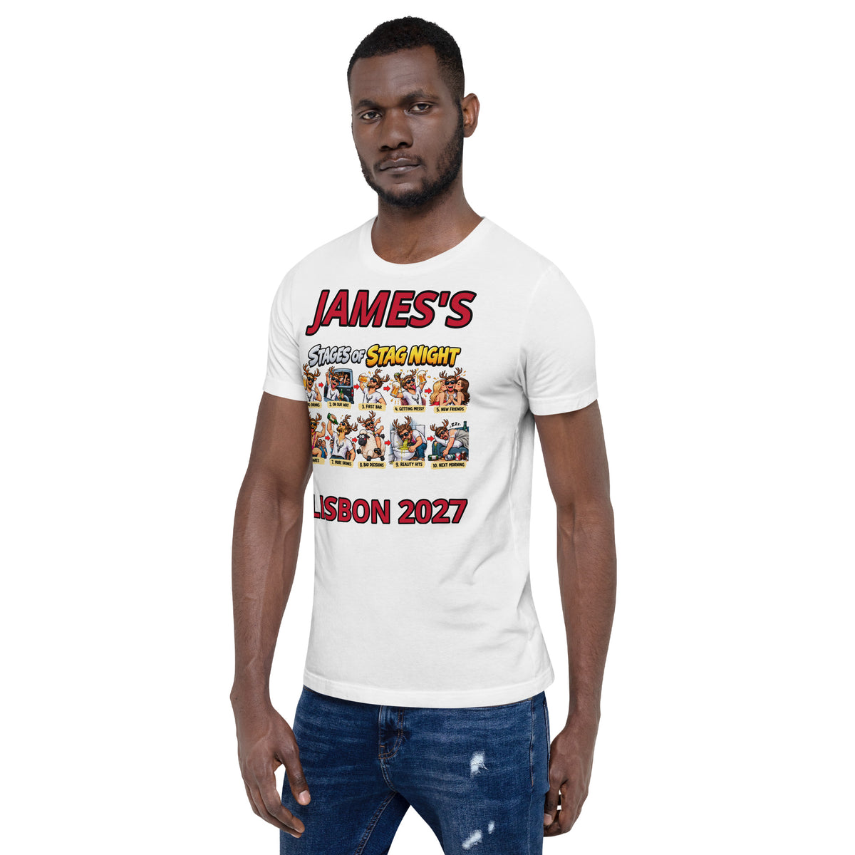 Personalised Stages Of Stag Night Party T-Shirt
