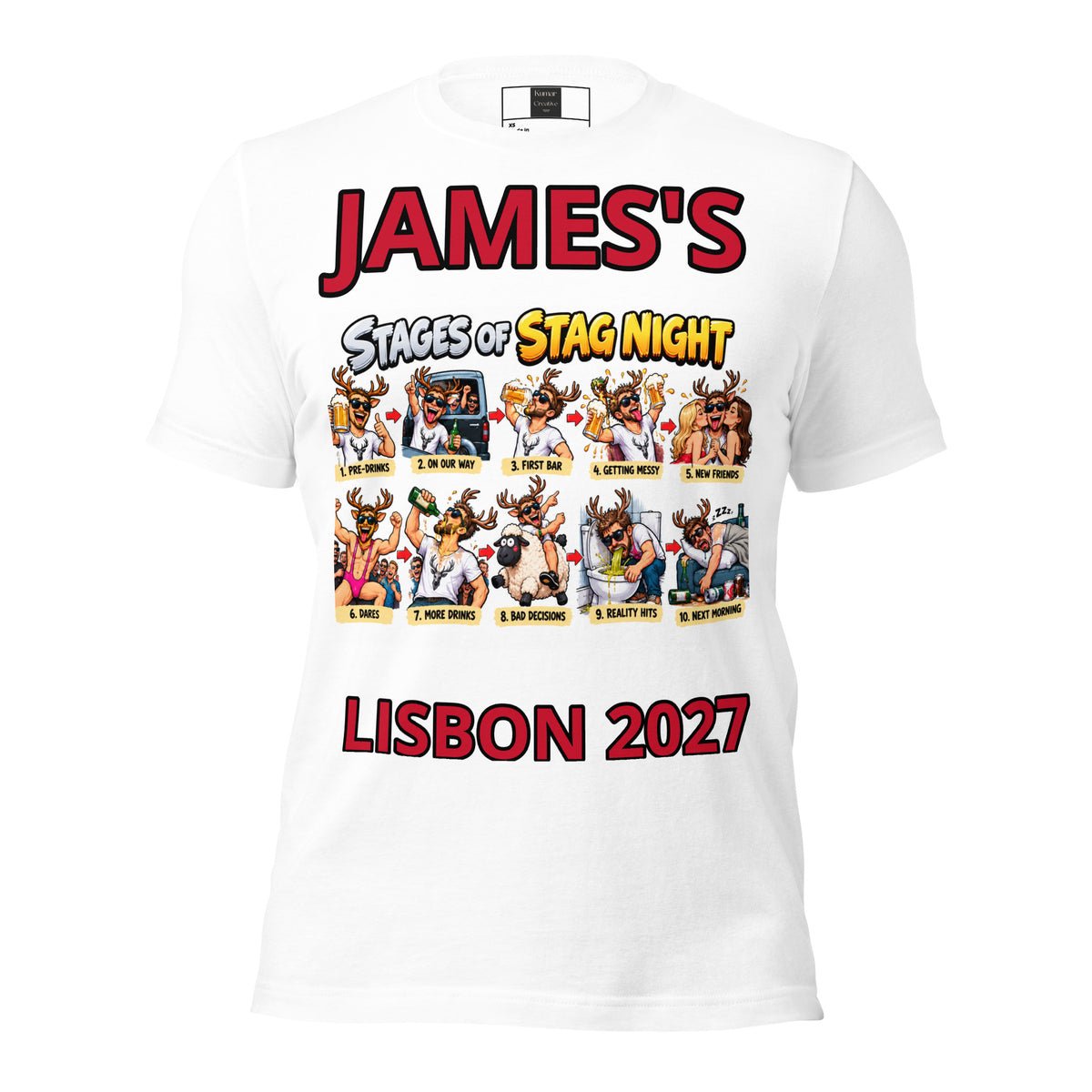 Personalised Stages Of Stag Night T-Shirt