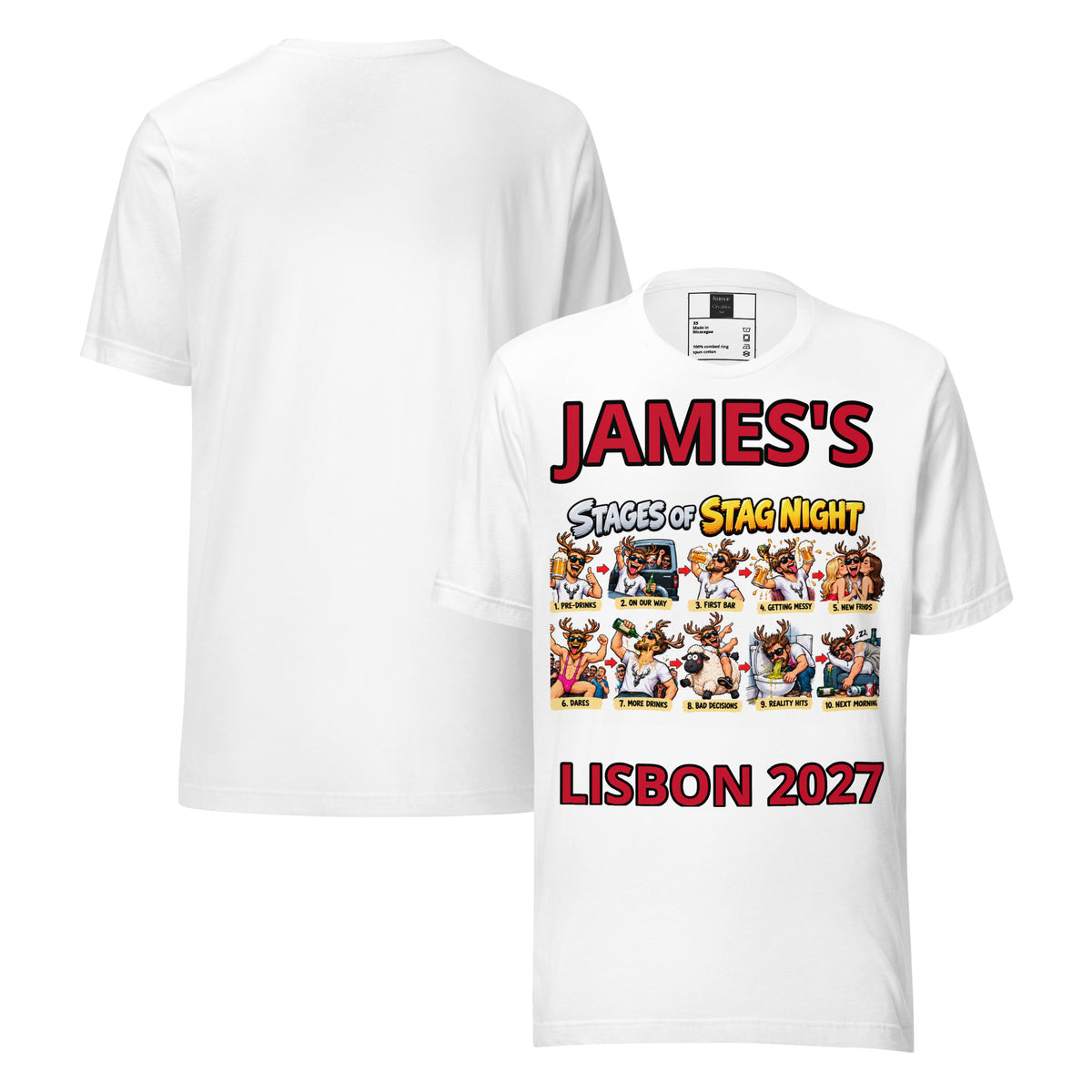Personalised Stages Of Stag Night Tee