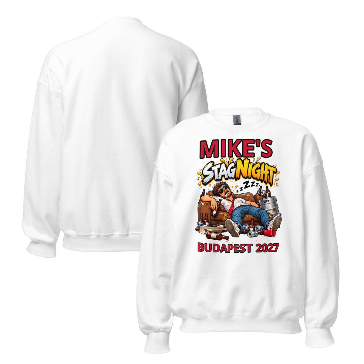 Personalised Too Much Beer Stag Night White Jumper