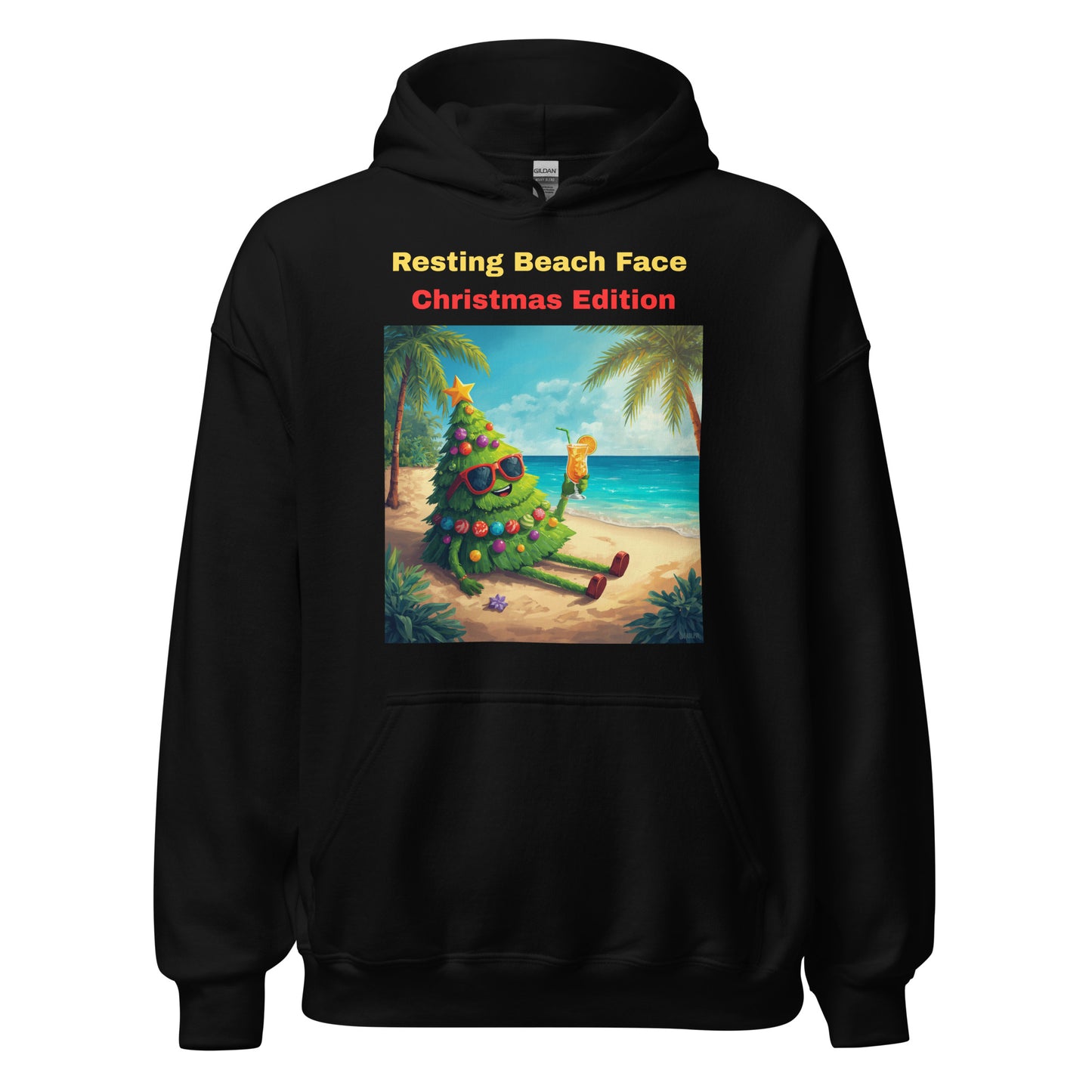 Resting Beach Face Christmas Edition Black Hoodie