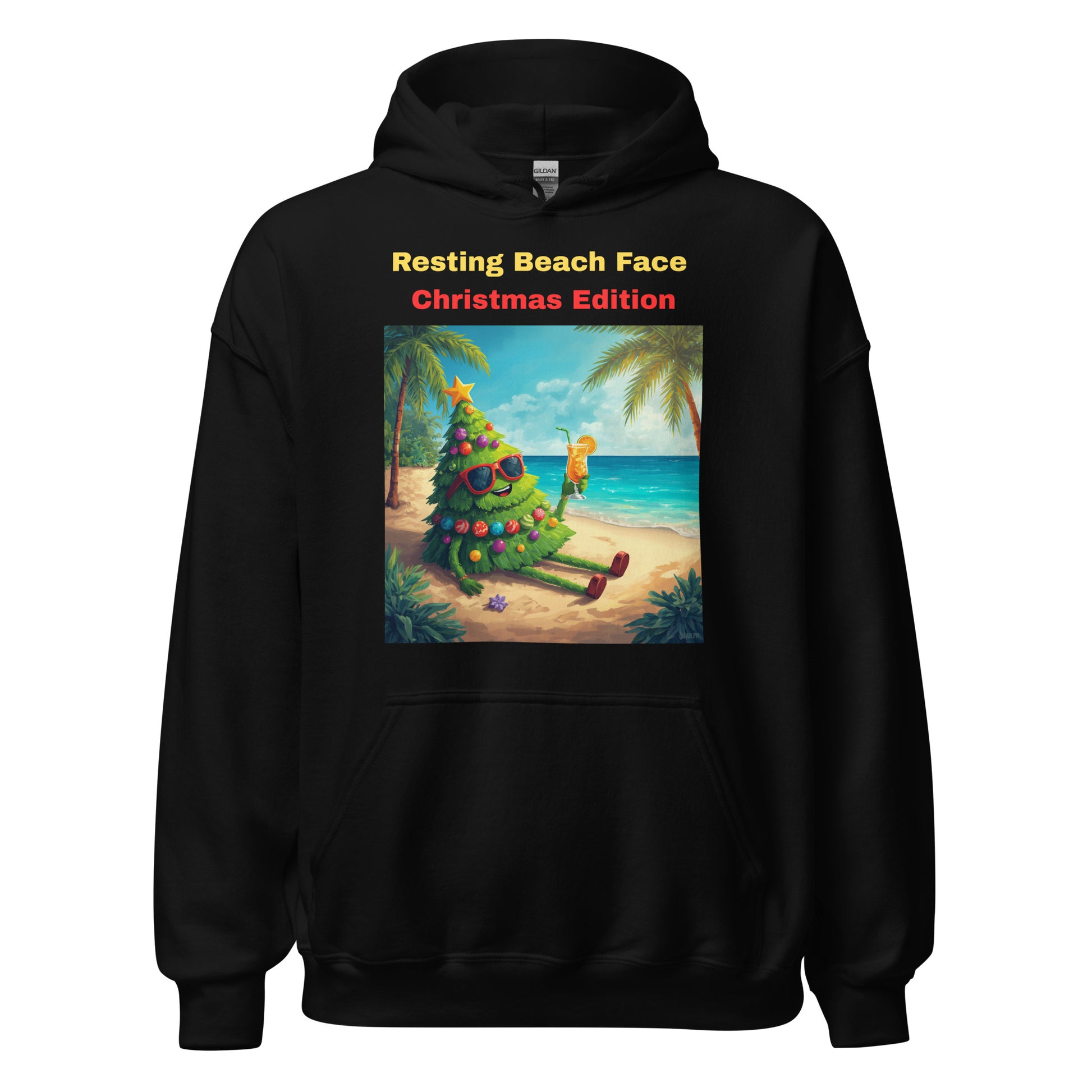 Resting Beach Face Christmas Edition Black Hoodie