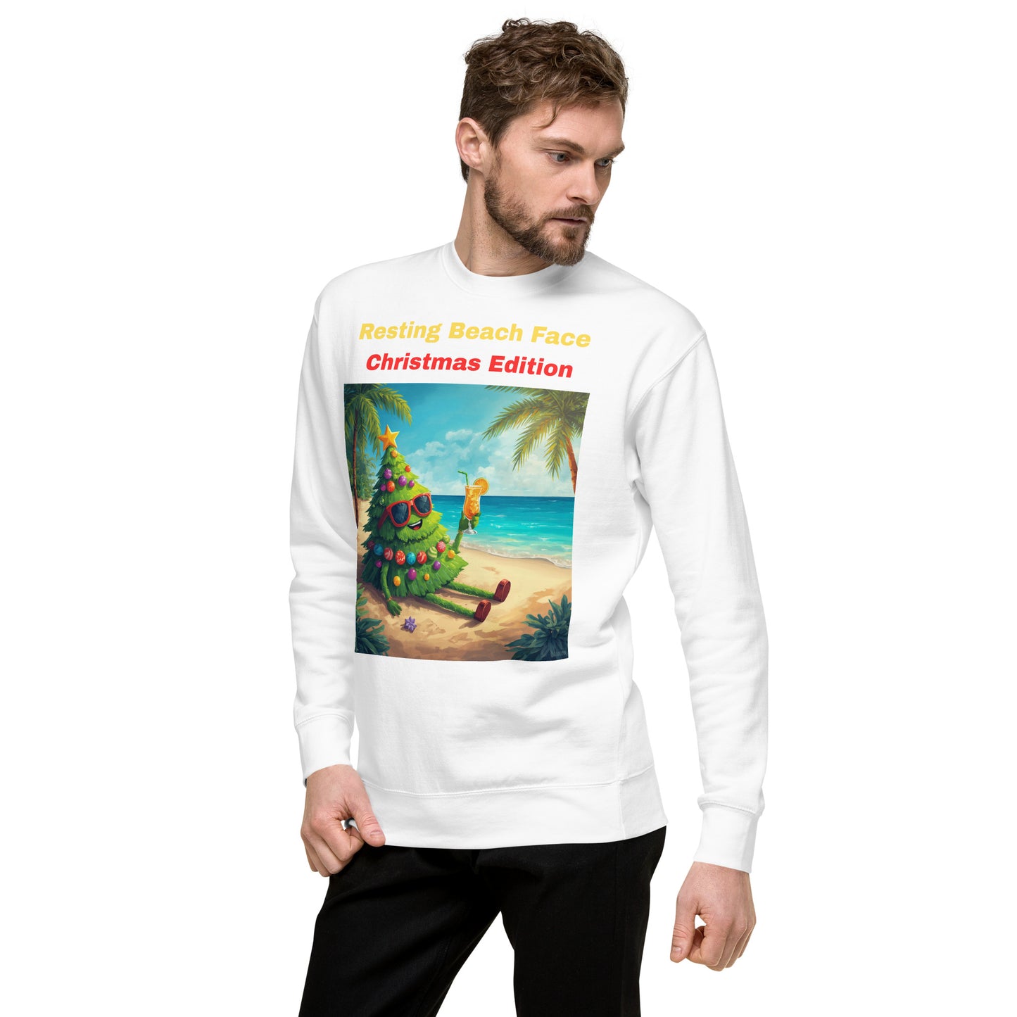 Resting Beach Face White Christmas Party Jumper