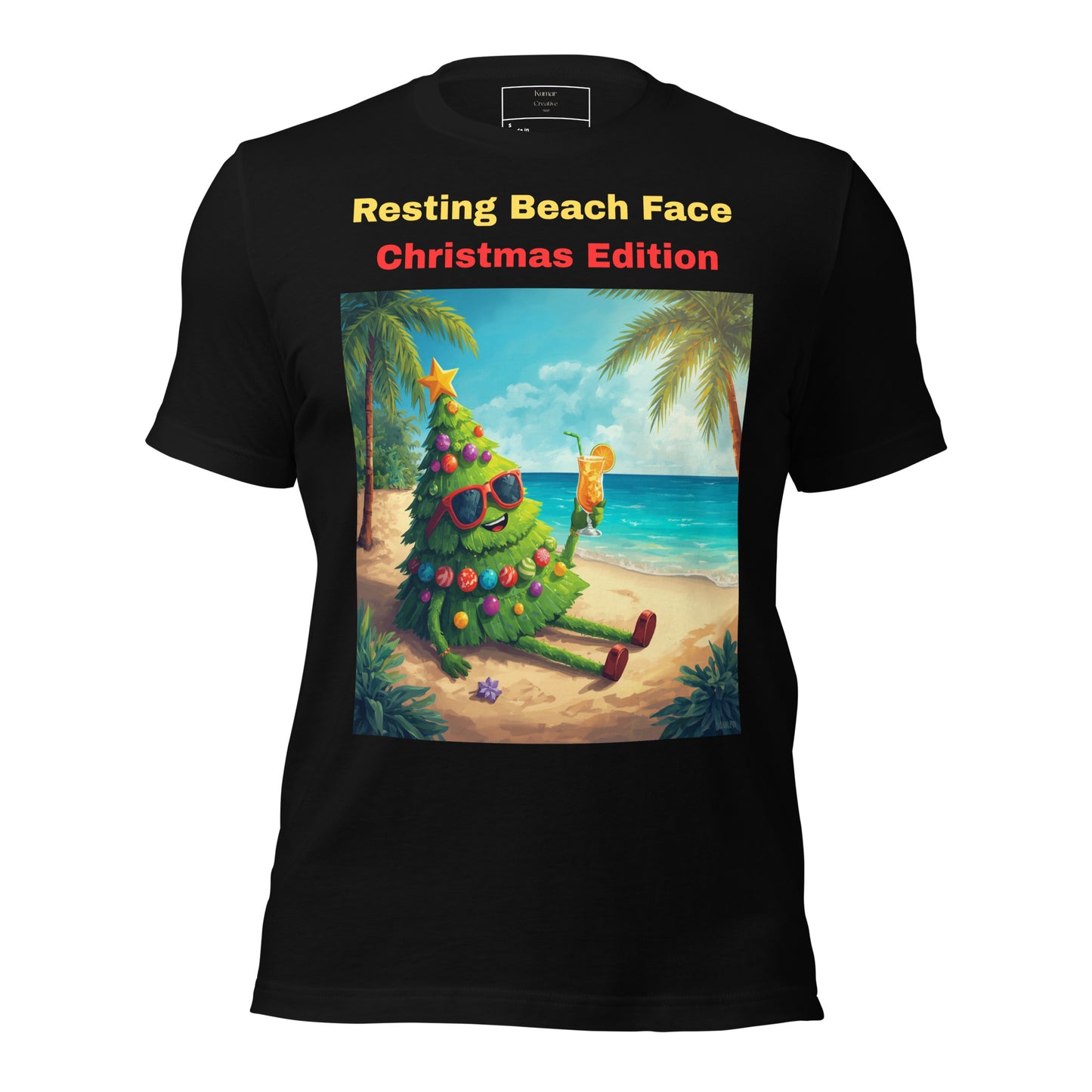 Resting Beach Face Christmas Party Black Tee