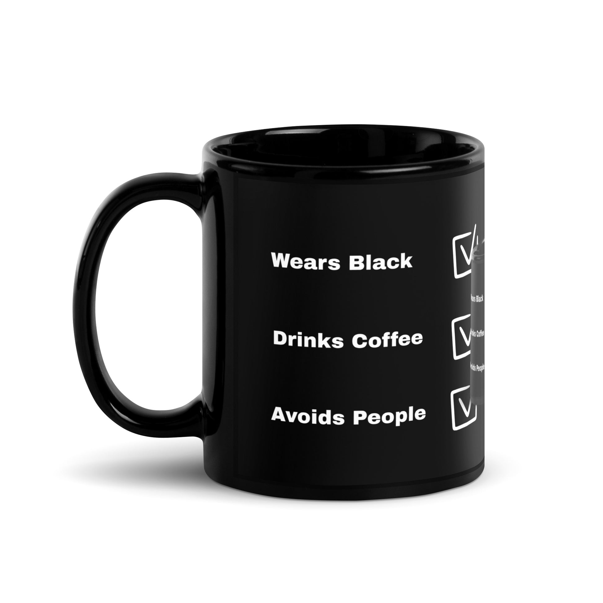 Side Of Drinks Black Mug
