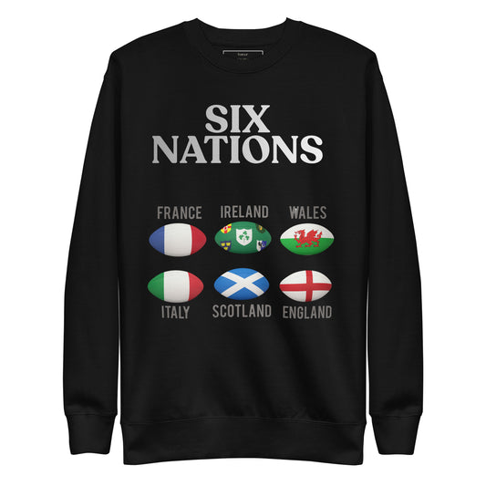 Six Nations Rugby Black Sweatshirt (Black)