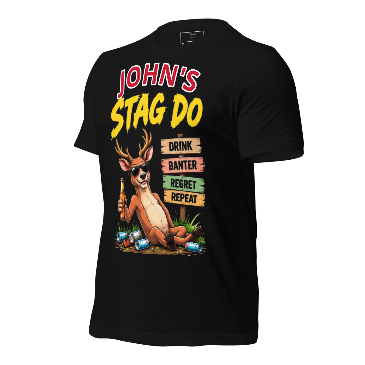 Personalised Stag Do Party Black T-Shirt