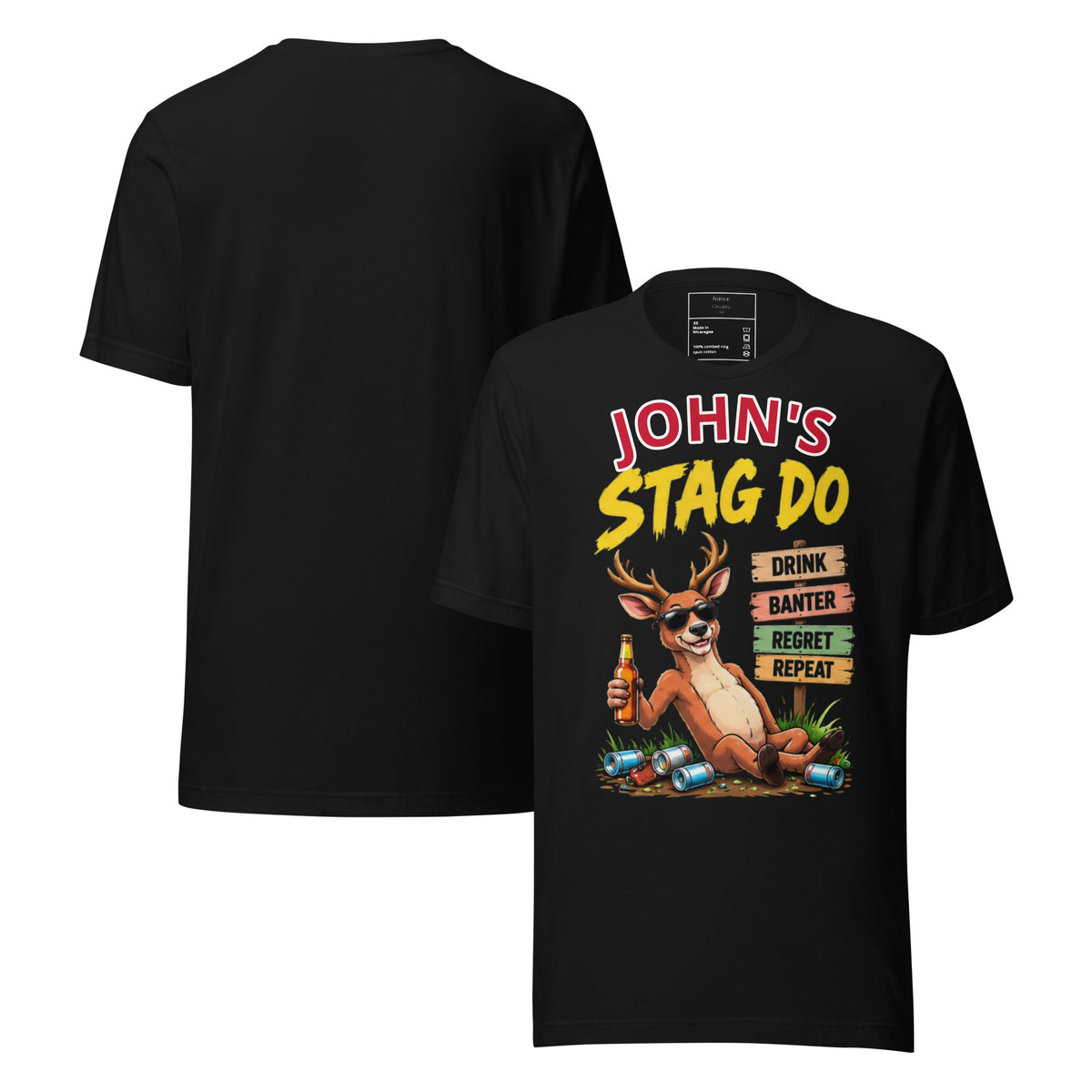 Personalised Stag Do Party Black Tee