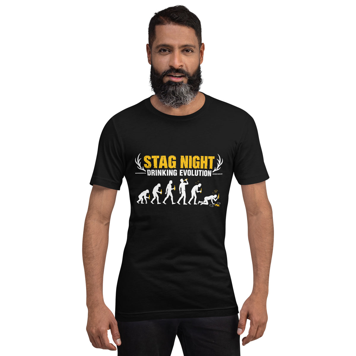 Stag Night Drinking Evolution Black Tee