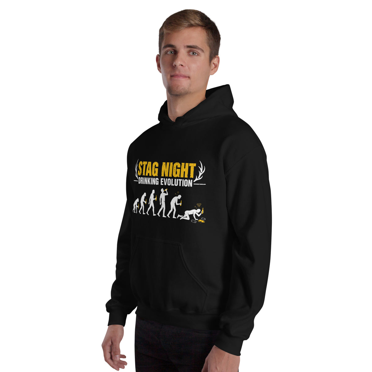 Stag Night Drinking Evolution Black Hoodie