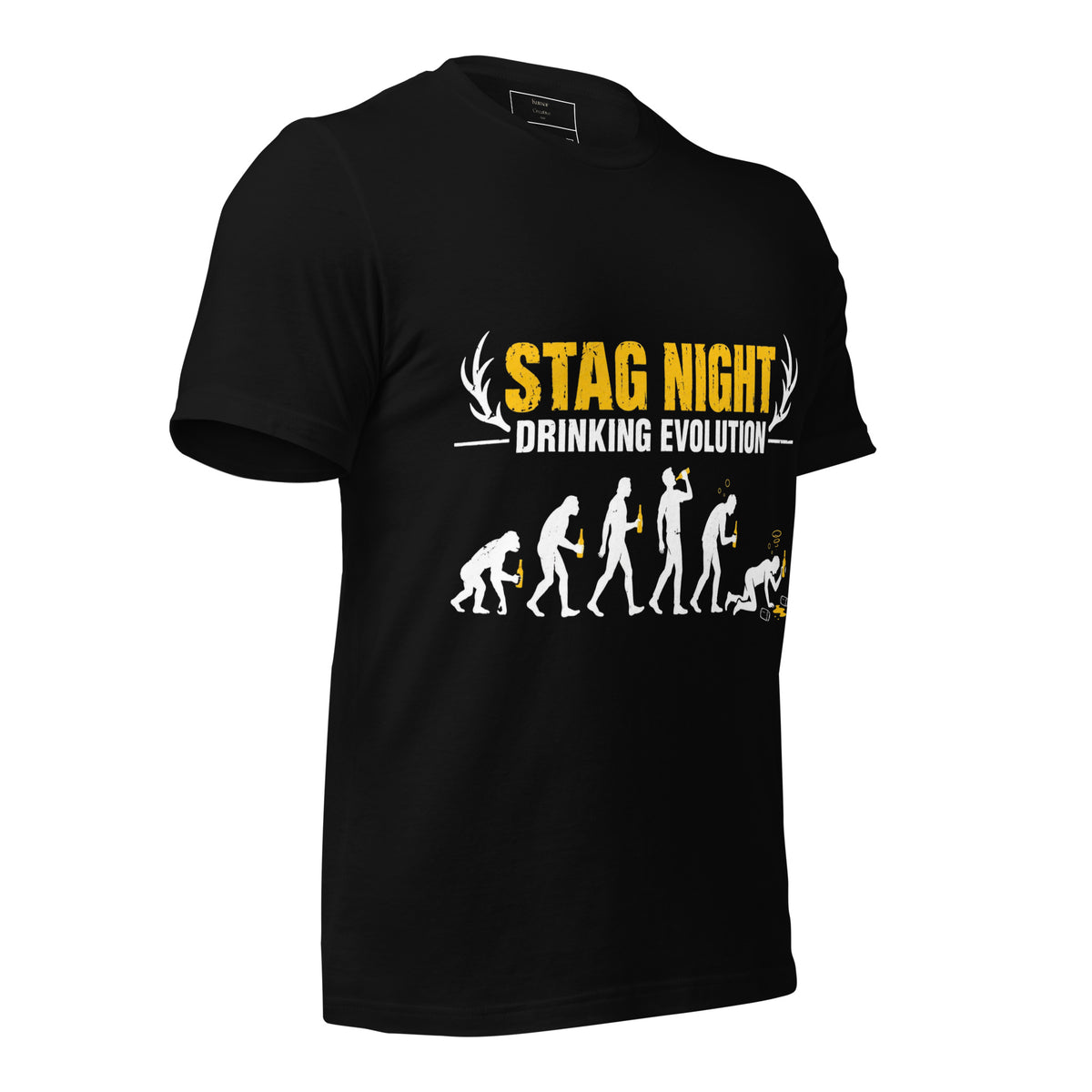 Stag Night Drinking Evolution Black T-Shirt