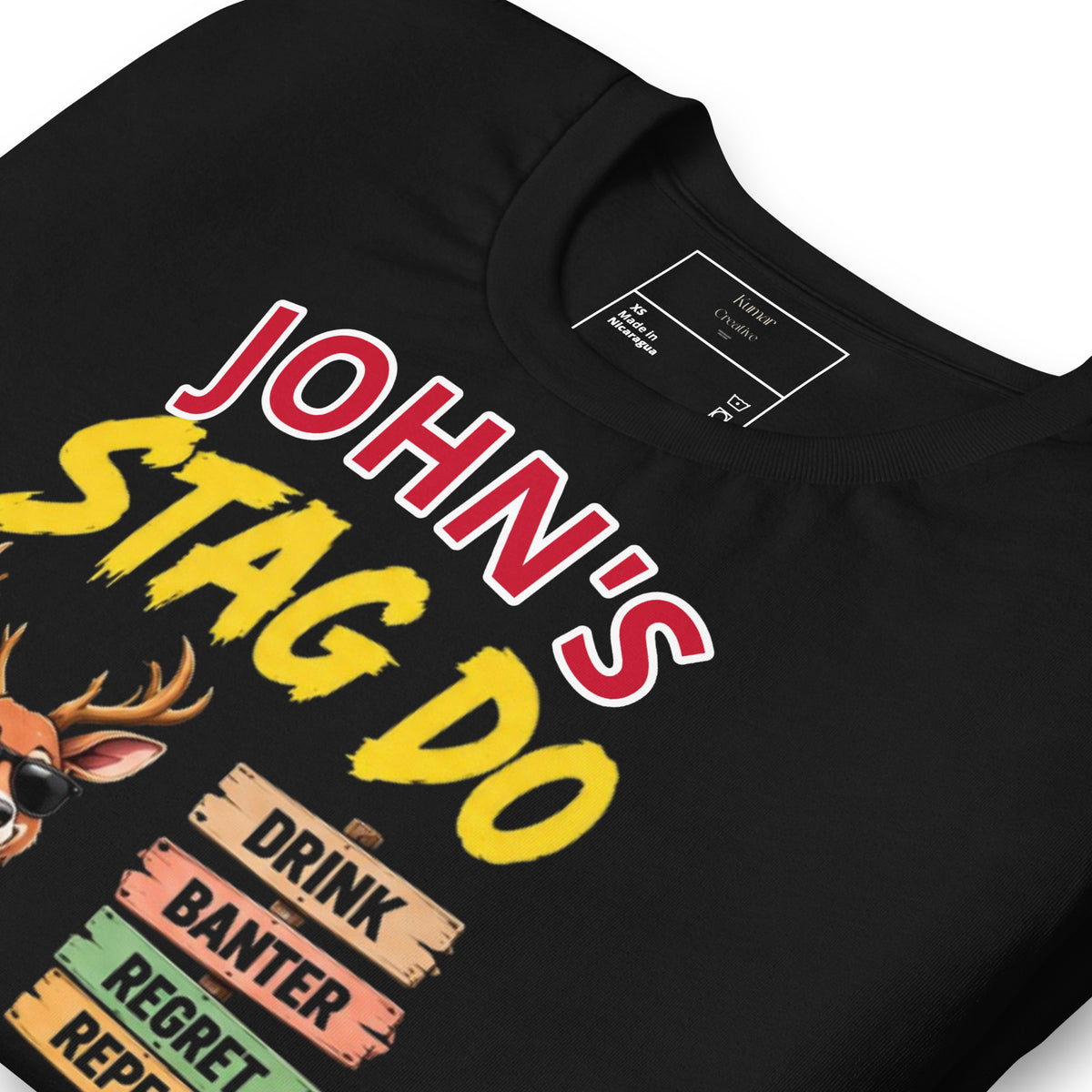 Personalised Stag Night Party Black T-Shirt