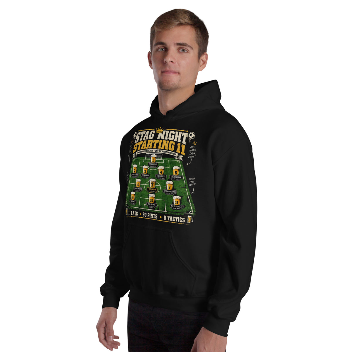 Stag Night Starting 11 Black Hoodie