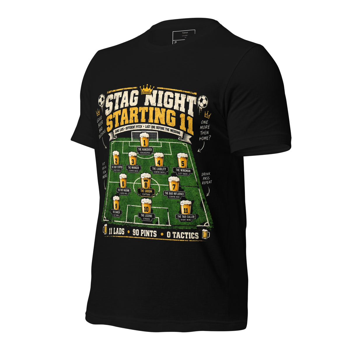 Stag Night Starting 11 Black T-Shirt