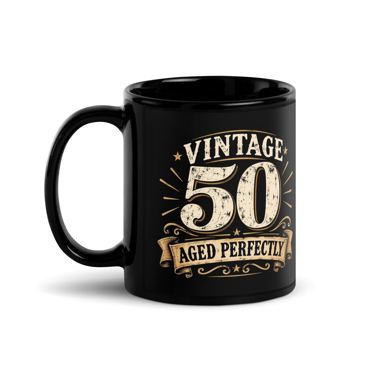 Vintage 50 Aged Perfectly Black Mug