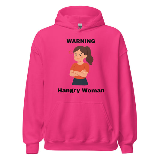 Warning Hangry Woman Hoodie (Vibrant Pink)
