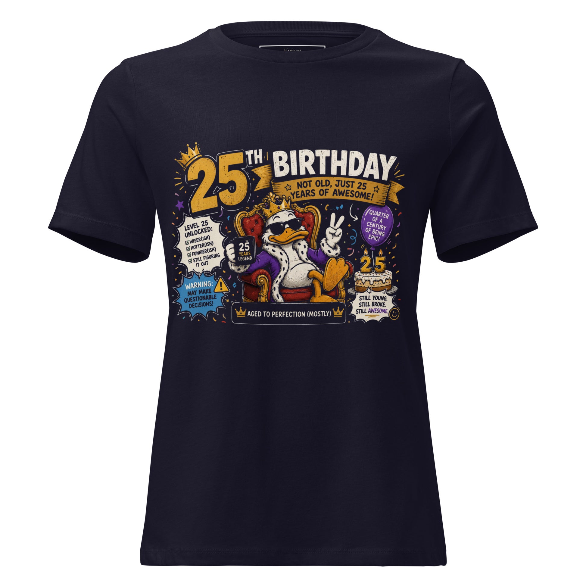 Women's Black 25th Birthday Celebration Tee