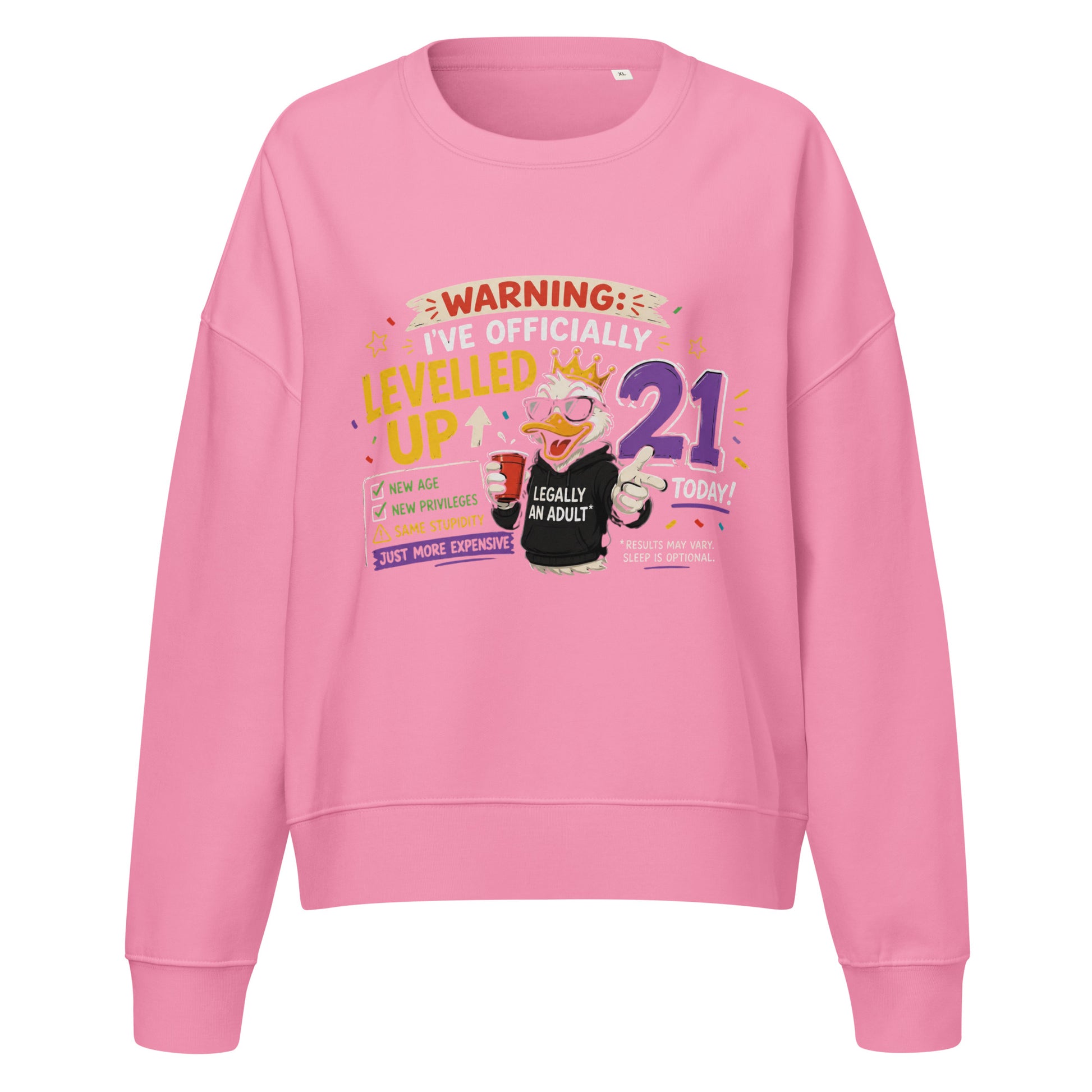 Women's Warning I've Officially Levelled Up 21 Today Pink Jumper