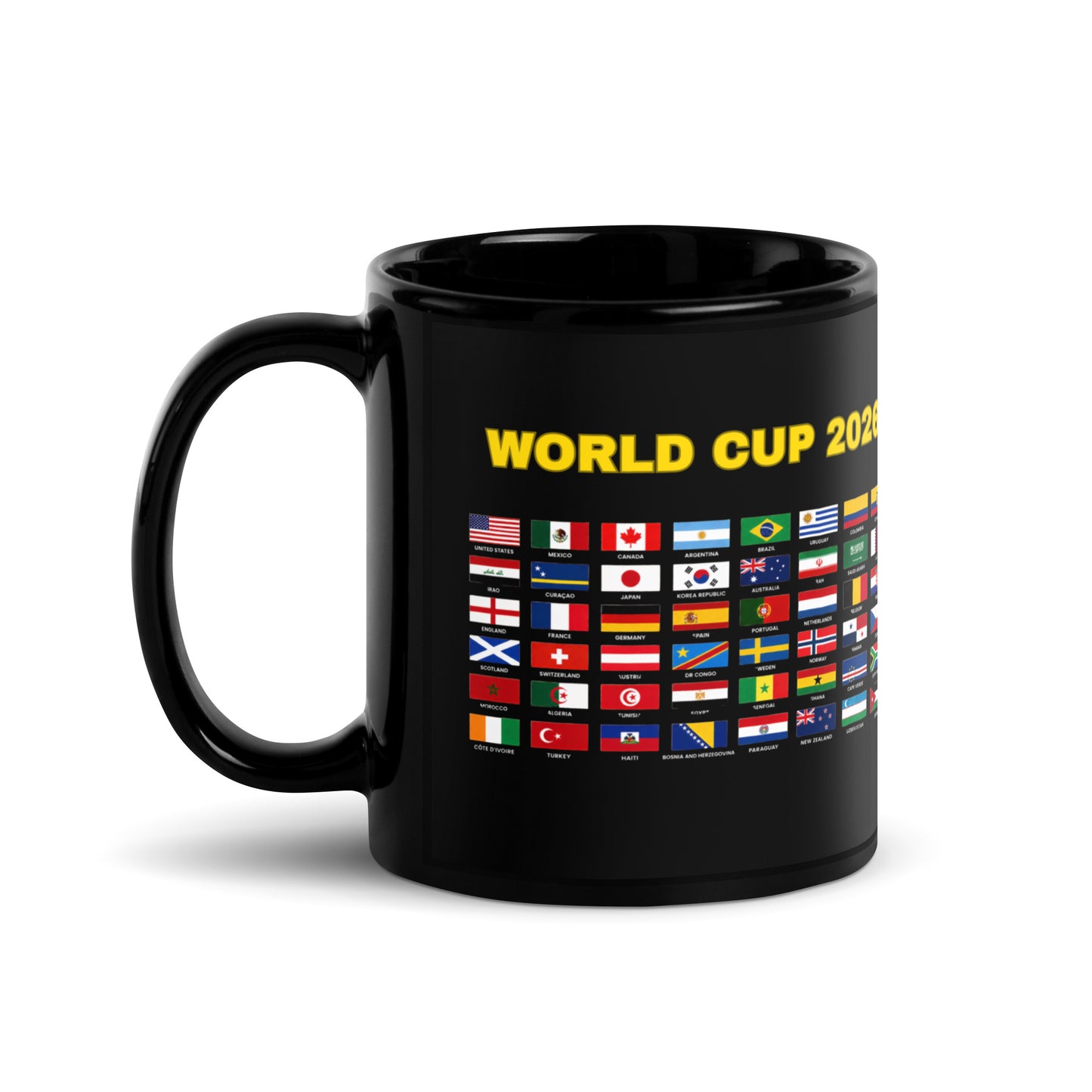 Side Of World Cup Team Flags Black Mug